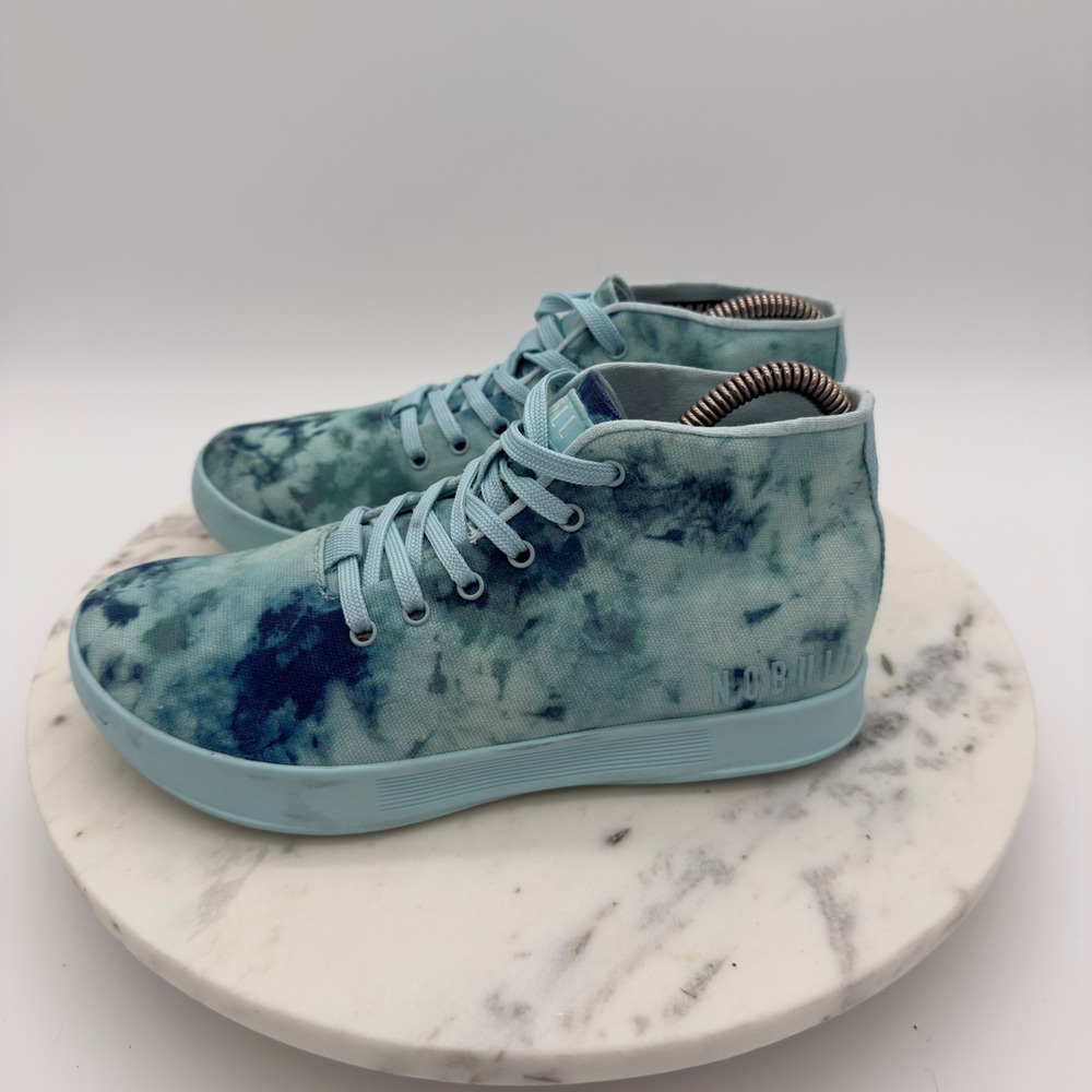 NoBull Canvas Mid Trainers Womens 7 Blue Aqua Tie Dye High Top‎ Training Shoes - Picture 8 of 11